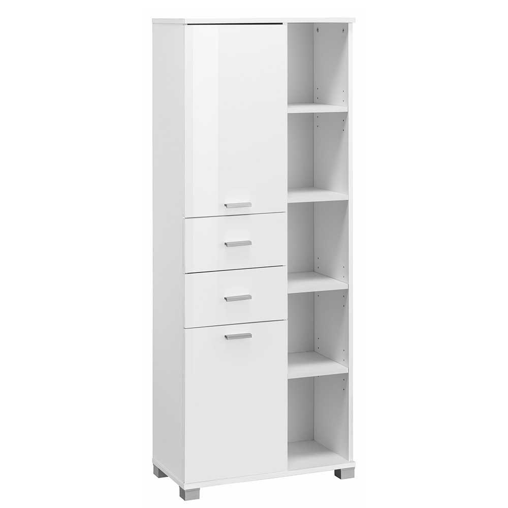 Badezimmer Hochschrank Duane In Weiß Hochglanz 60 Cm Breit for Badezimmer Hochschrank Weiß Hochglanz