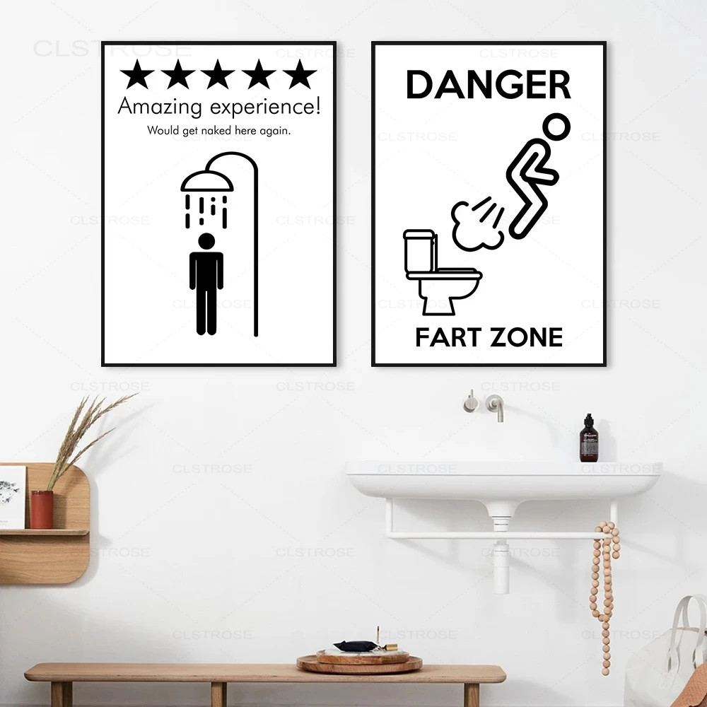 Lustige Badezimmer Regeln Noridc Wand Kunst Leinwand Malerei Schwarz Weiß  Poster Drucke Wc Humor Bilder Bad Hause Dekoration with Lustige Badezimmer Regeln