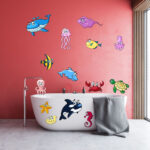 14 Badezimmer Aufkleber Set Fische Meerestiere Wc Bad Wandtattoo Sticker  Dusche With Badezimmer Aufkleber