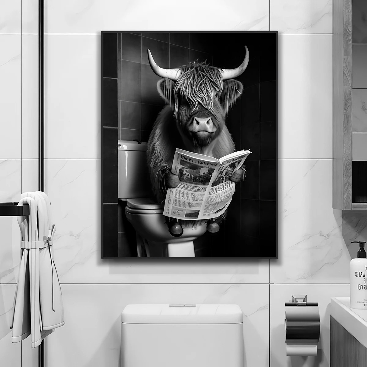 Badezimmer Wand Niedlich Lustig Tier Poster Druck Wanne Toilette Humor  Leinwand Malerei Kuh Panda Lesen Zeitungs Raum Wohnkultur - Aliexpress with Badezimmer Bilder Lustig